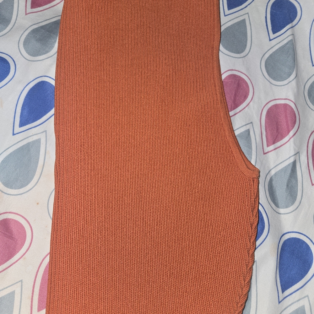 Orange Knit Sleeveless Top